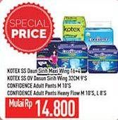 Promo Harga Kotex Daun Sirih/Confidence Adult Diapers/Heavy Flow  - Hypermart