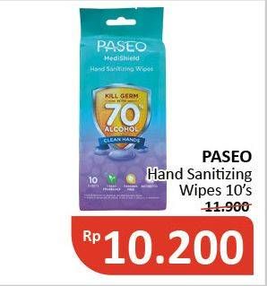 Promo Harga PASEO MediShield Hand Sanitizing Wipes 10 pcs - Alfamidi