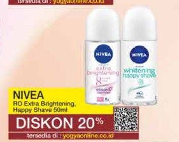Promo Harga Nivea Deo Roll On Extra Whitening, Whitening Happy Shave 50 ml - Yogya