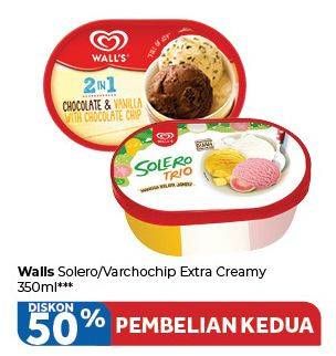 Promo Harga WALLS Ice Cream Solero Trio, Chocolate Vanilla With Chocolate Chip 350 ml - Carrefour