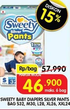 Promo Harga Sweety Silver Pants S32, M30, L28, XL26, XXL24 24 pcs - Superindo