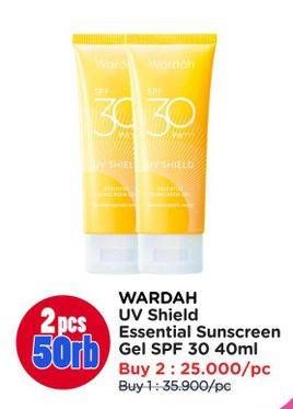 Promo Harga WARDAH UV Shield Essential Sunscreen Gel SPF 30 PA+++ 40 ml - Watsons