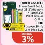 Promo Harga Faber-castell Eraser/Faber-castell Pencil/Snowman Ball Point BP7/UHU Lem Stick/UHU Glue Multi  - Alfamidi