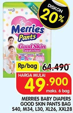 Promo Harga Merries Pants Good Skin M34, XXL28, L30, S40, XL26 26 pcs - Superindo