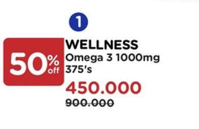 Promo Harga Wellness Omega 3 Fish Oil 1000mg 375 pcs - Watsons
