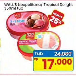 Promo Harga Walls Ice Cream Neopolitana, Tropical Delight 350 ml - Indomaret