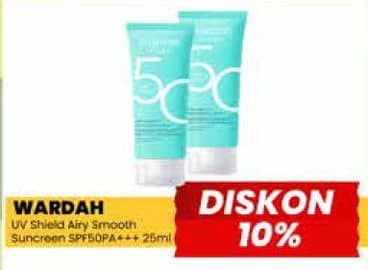 Promo Harga Wardah UV Shield Airy Smooth Sunscreen Serum SPF 50 PA++++ 25 ml - Yogya