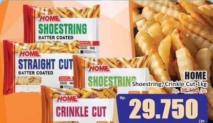 Promo Harga Home Kentang Goreng Crinkle Cut, Shoestring 1 kg - Hari Hari