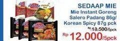 SEDAAP Mie Goreng Salero Padang/ Korean Spicy 86/87gr 5s