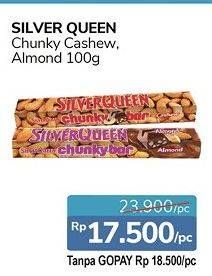 Promo Harga SILVER QUEEN Chocolate Chuncky Cashew, Almond 100 gr - Alfamidi