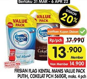 Promo Harga FRISIAN FLAG Susu Kental Manis Cokelat, Putih 560 gr - Superindo