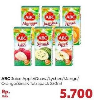 Promo Harga ABC Juice Apple, Guava, Lychee, Mango, Orange, Sirsak 250 ml - Carrefour