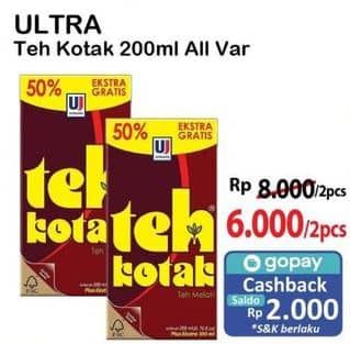 Promo Harga Ultra Teh Kotak All Variants 200 ml - Alfamart