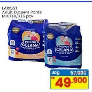 Promo Harga Larisst Diapers Pants Adult L8, M10, XL6 6 pcs - Indomaret