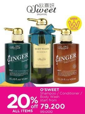 Promo Harga Osweet Ginger Shampoo/Condition/Body Wash  - Watsons