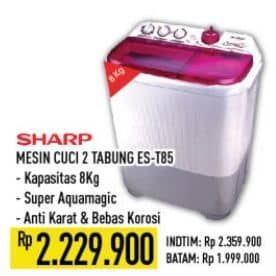 Promo Harga Sharp Washing Machine Twin Tub ES T85CL  - Hypermart