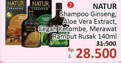 Promo Harga NATUR Shampoo Gingseng, Aloe Vera, Cegah Ketombe, Merawat Rambut Rusak 140 ml - Alfamidi