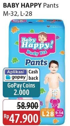 Promo Harga Baby Happy Body Fit Pants M32, L28 28 pcs - Alfamidi