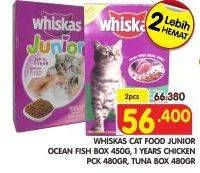 Promo Harga WHISKAS Cat Food Junior Ocean Fish 450 g, Chicken 480 g, Tuna 480 g  - Superindo