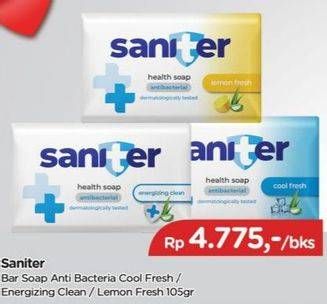 Promo Harga SANITER Bar Soap Cool Fresh, Energizing, Lemon Fresh 105 gr - TIP TOP