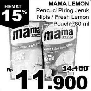 Promo Harga MAMA LEMON Cairan Pencuci Piring Jeruk Nipis, Fresh Lemon 780 ml - Giant