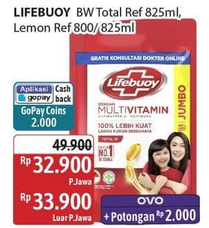 Promo Harga Lifebuoy Body Wash Total 10, Lemon Fresh 825 ml - Alfamidi