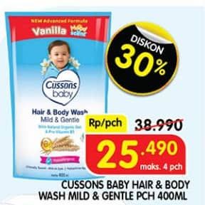 Promo Harga Cussons Baby Hair & Body Wash Mild Gentle 400 ml - Superindo