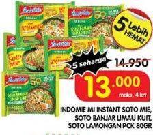 Promo Harga Indomie Mi Kuah Soto Mie, Soto Banjar Limau Kuit, Soto Lamongan 70 gr - Superindo