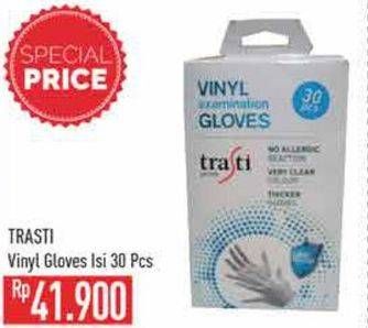 Promo Harga Trasti Vinyl Gloves 30 pcs - Hypermart