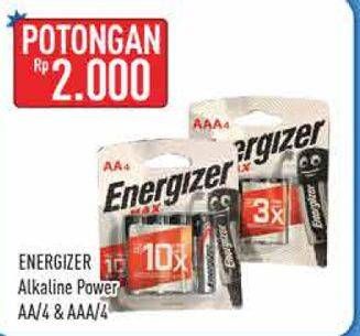 Promo Harga Energizer Battery Alkaline AA, AAA 4 pcs - Hypermart