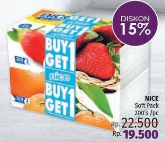 Promo Harga NICE Facial Tissue Soft Pack per 2 bag 200 sheet - LotteMart