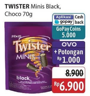 Promo Harga Delfi Twister Minis Black Vanilla, Choco 80 gr - Alfamidi