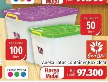 Promo Harga SUNLIFE Lotus Container Box Clear All Variants  - Lotte Grosir