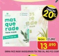 Promo Harga Emina Masquerade Face Mask Tea Tree Oil, Rice 23 gr - Superindo