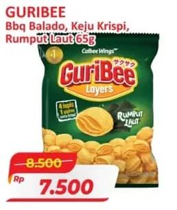 Promo Harga Guribee Layers BBQ Balado, Keju Krispi, Rumput Laut 65 gr - Alfamart