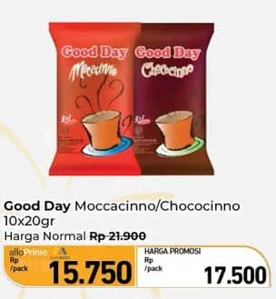 Promo Harga Good Day Instant Coffee 3 in 1 Mocacinno, Chococinno per 10 sachet 20 gr - Carrefour