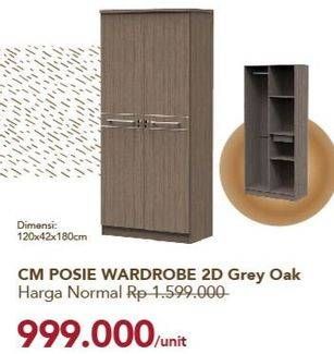 Promo Harga CM Posie Wardrobe 2 Pintu Grey Oak  - Carrefour