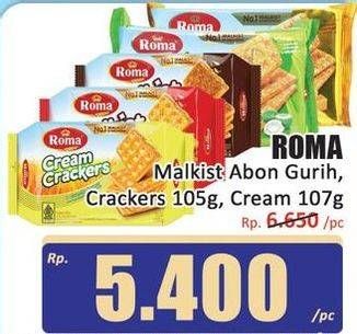 Promo Harga Roma Malkist Abon, Crackers, Cream Crackers 105 gr - Hari Hari
