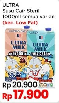 Promo Harga Ultra Milk Susu UHT Kecuali Low Fat Coklat, Kecuali Low Fat Full Cream 1000 ml - Indomaret