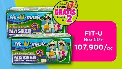 Promo Harga FIT-U-MASK Masker 3Ply 99% BFE 50 pcs - Watsons