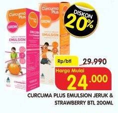 Promo Harga CURCUMA PLUS Emulsion Suplemen Makanan Jeruk, Strawberry 200 ml - Superindo