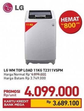Promo Harga LG T2311VSPM Mesin Cuci Top Loading 11 kg - Carrefour