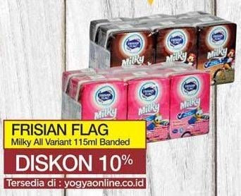 Promo Harga FRISIAN FLAG Susu UHT Milky Chocolate, Strawberry 115 ml - Yogya