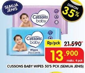 Promo Harga CUSSONS BABY Wipes All Variants 50 sheet - Superindo