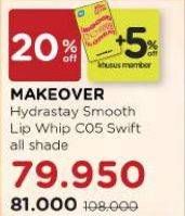 Promo Harga Make Over Hydrastay Smooth Lip Whip C05 Swift 6 gr - Watsons