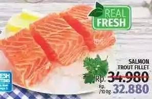 Promo Harga Salmon Fillet Trout per 100 gr - LotteMart