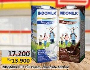 Promo Harga Indomilk Susu UHT Full Cream Plain, Cokelat 1000 ml - Alfamart