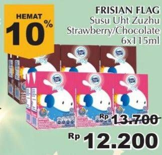 Promo Harga FRISIAN FLAG Susu UHT Milky Zuzhu Zazha Chocolate, Strawberry 115 ml - Giant