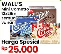 Promo Harga Walls Cornetto Mini All Variants per 12 pcs 28 ml - Indomaret