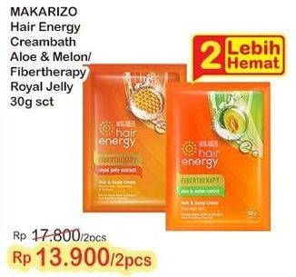 Promo Harga Makarizo Hair Energy Fibertherapy Hair & Scalp Creambath Aloe Melon, Royal Jelly 30 gr - Indomaret